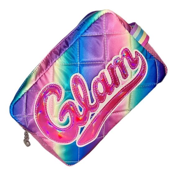 OMG Accessories Glam Ombre Metallic Tie Dye Quilted Pouch Cosmetics Toiletry Bag - Picture 2 of 11